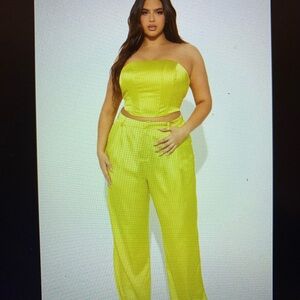 Satin pant set - Lime 🍋‍🟩 color